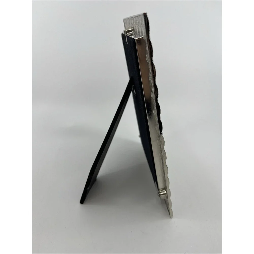 Pewter Heavy Picture Frame Criss Cross Pattern Fits 5x7
